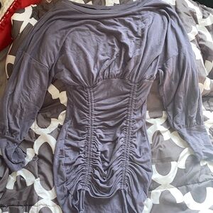 Keep It Runched Blue/grey (purple) front scrunch long sleeve mini dress Size: M